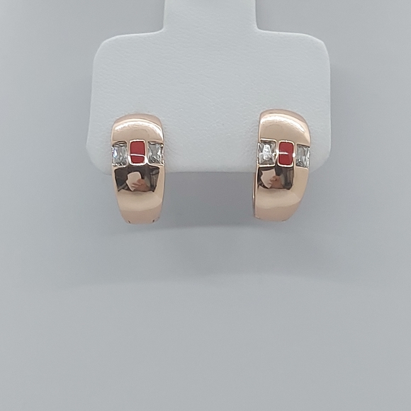 CZ Hoop Earrings Rose Gold - Picture 1 of 4